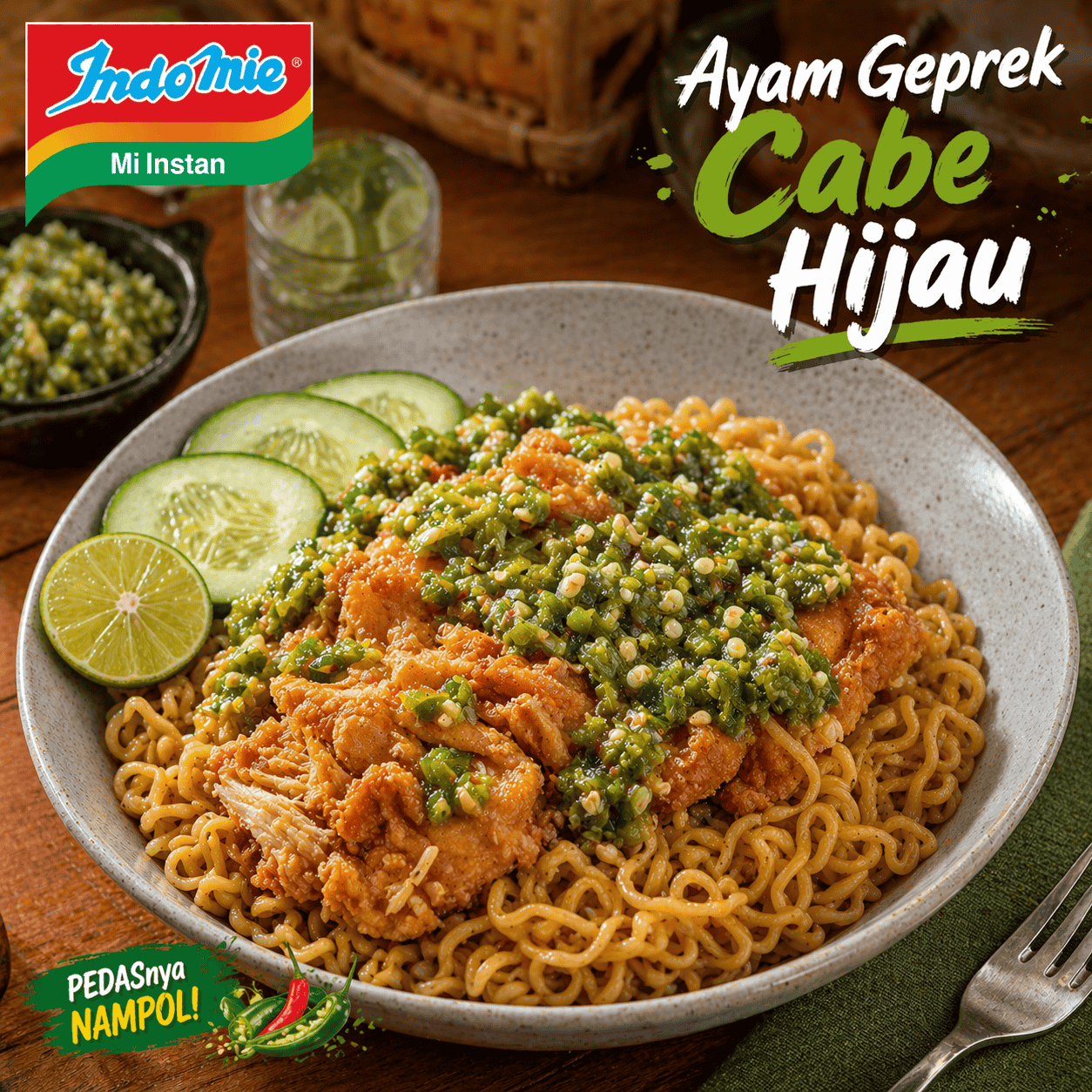 Indomie Ayam Geprek Cabe Hijau Rice Bowl Boss